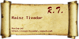 Raisz Tivadar névjegykártya